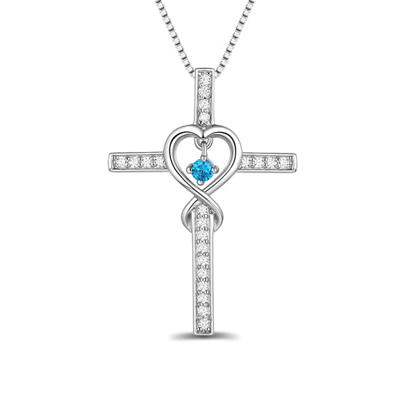 Personalized Infinity Cross Necklace With Birthstone Full Birthstone