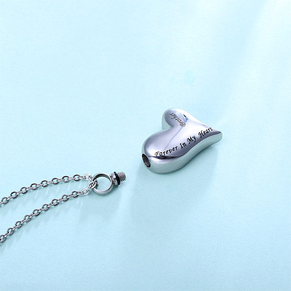 Engraved Love-Heart Keepsake Necklace For Ashes