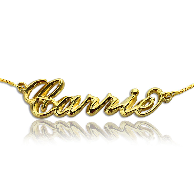 Personalized 3D Carrie Name Necklace 18K Gold Plating