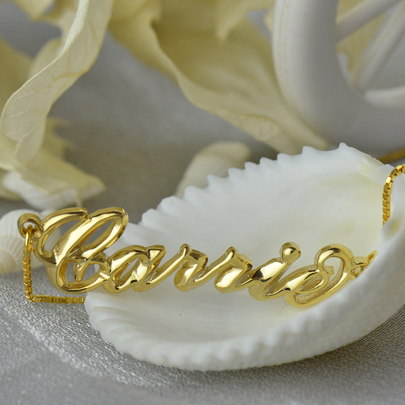 Personalized 3D Carrie Name Necklace 18K Gold Plating