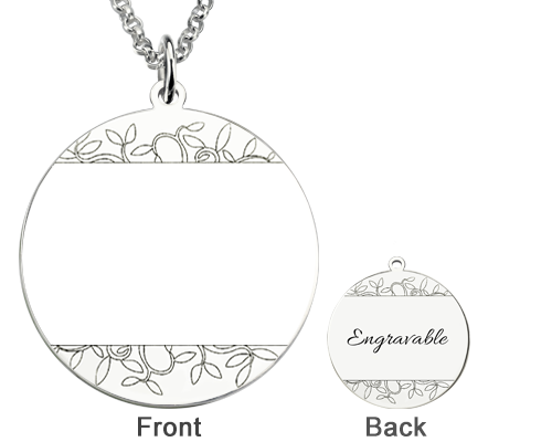 Personalized Family Photo Engraved Necklace Sterling Silver